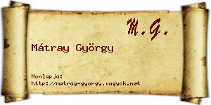 Mátray György névjegykártya